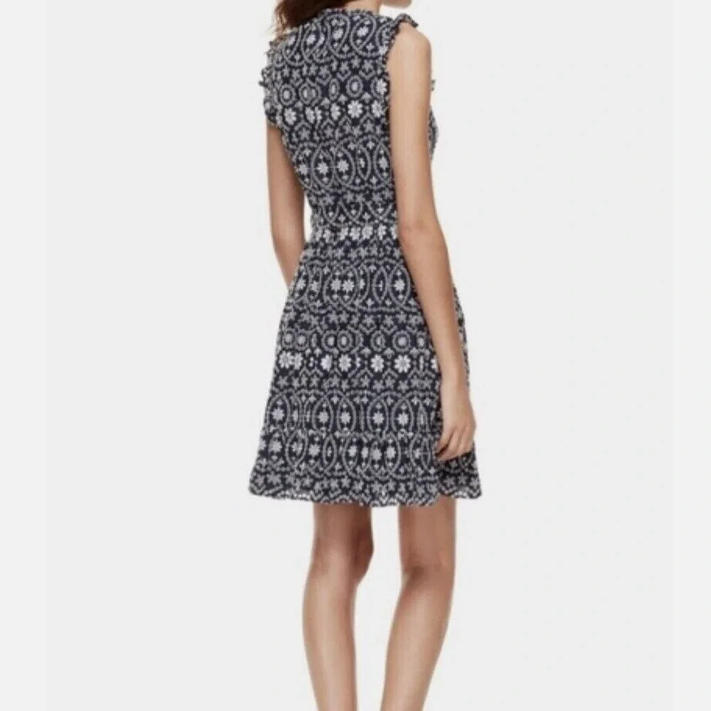 Kate Spade Lake Blue Dress Womens Eyelet Fit‎ Flare Sleeveless Brunch New York 6